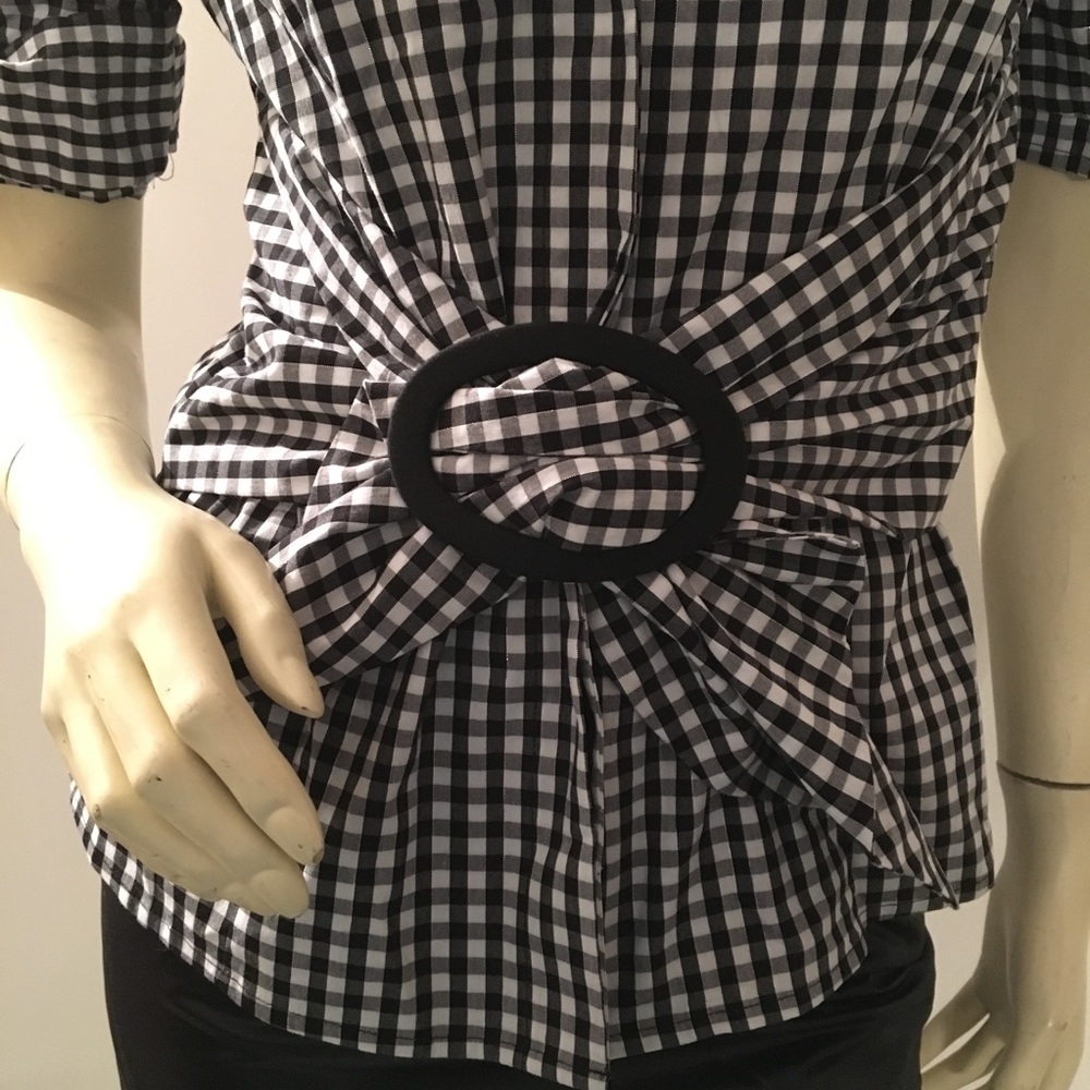 Belted Gingham Short Sleeve Button Down - image 3